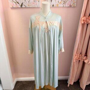 Vintage Mint Green Nylon Nightgown & Robe Set